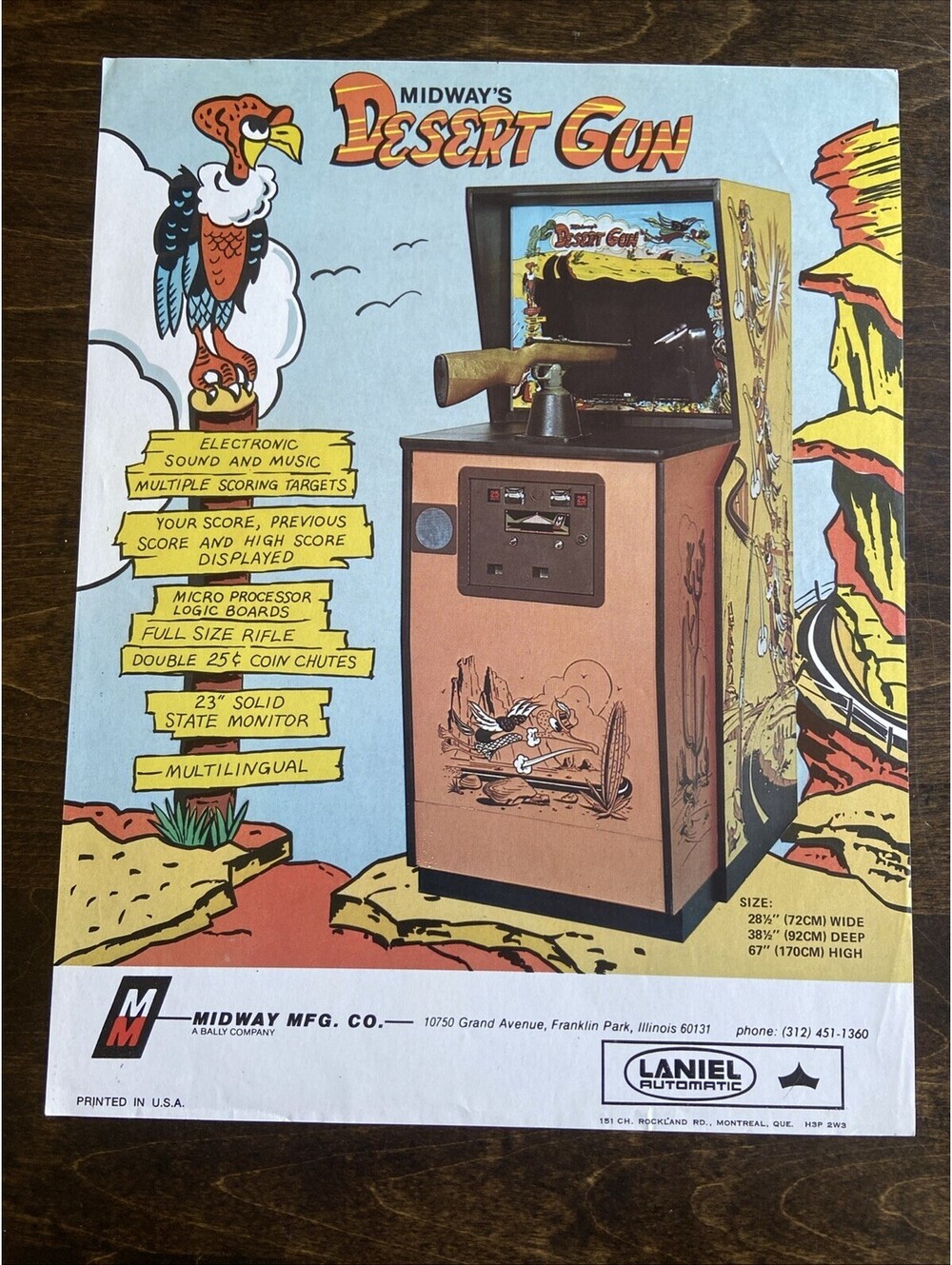 Midway Desert Gun Arcade FLYER Original Ad Promo Poster Not PCB